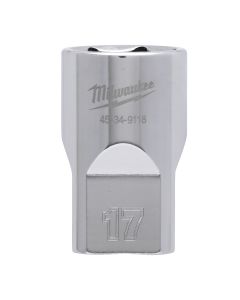Milwaukee 4932480015 ½˝ drive chroom doppen met FOUR FLAT™ zijden 1/2 Drive Socket Metric Standard - 17 mm