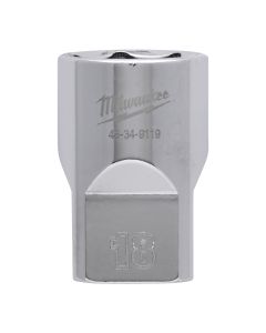 Milwaukee 4932480016 ½˝ drive chroom doppen met FOUR FLAT™ zijden 1/2 Drive Socket Metric Standard - 18 mm