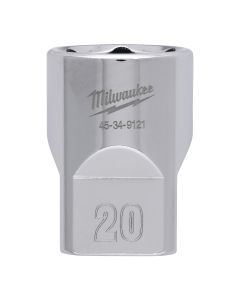Milwaukee 4932480018 ½˝ drive chroom doppen met FOUR FLAT™ zijden 1/2 Drive Socket Metric Standard - 20 mm
