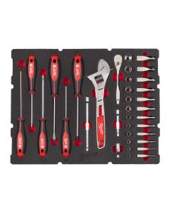 Milwaukee 4932480717 Foam Inlay doppenset 1/2'' PACKOUT™ 1/4" Ratchet and Socket and Trilobe Screwdriver and Wrench Set Foam Insert