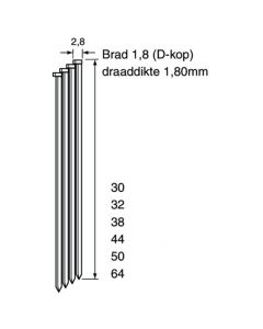 Dutack Fasteners DA-brads 1,8x32mm verzinkt