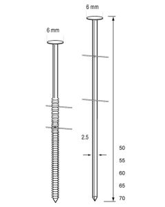 Dutack Fasteners Coilnagel 2,5x70m draadgebonden verzinkt glad