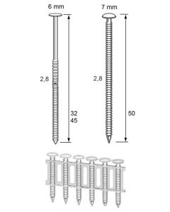 Dutack Fasteners Coilnagel RVS 2,8x45mm ring vlakke kop sheetgebonden