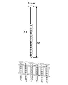 Dutack Fasteners Coilnagel 3,1x65mm sheetgebonden verzinkt glad