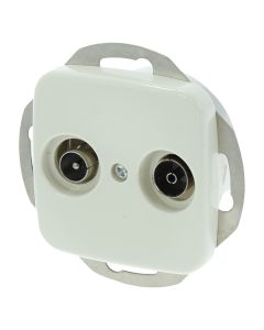 Q-link contactdoos radio-TV inbouw afdekraam crème, geschikt voor Busch-Jaeger SI 