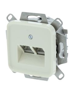 Q-link contactdoos ISDN telefoon-data inbouw CAT6A 2x 8-polig crème, geschikt voor Busch-Jaeger SI 