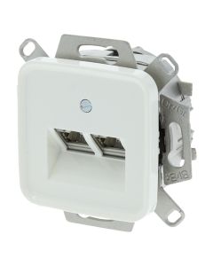 Q-link contactdoos telefoon-data ISDN inbouw CAT6A 2x 8-polig polarwit, geschikt voor Busch-Jaeger SI .