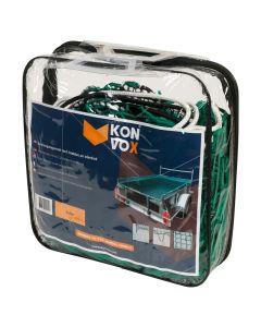 Konvox Aanhangwnet met hoeklus en elastiek 2x3m Groen