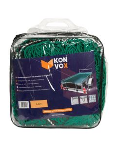Konvox Aanhangwnet met hoeklus en elastiek 2x3,5m Groen