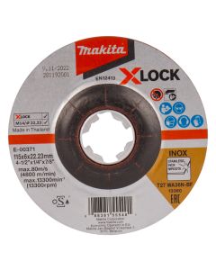 Makita E-00371 Afbraamschijf X-LOCK 115x22,23x6,0mm RVS