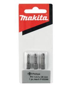 Makita P-53366 Schroefbitset PH1/2/3x25mm