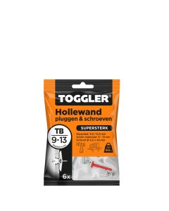 Toggler Hollewandplug TB + schroef zak 6st plaatdikte 9-13mm