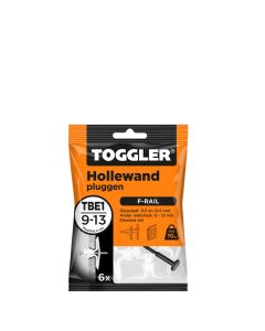 Toggler Hollewandplug TBE1 voor F-rail zak 6st plaatdikte 9-13mm