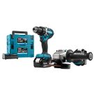 Makita DLX2190TJ1 18 V Combiset boren, schroeven en slijpen